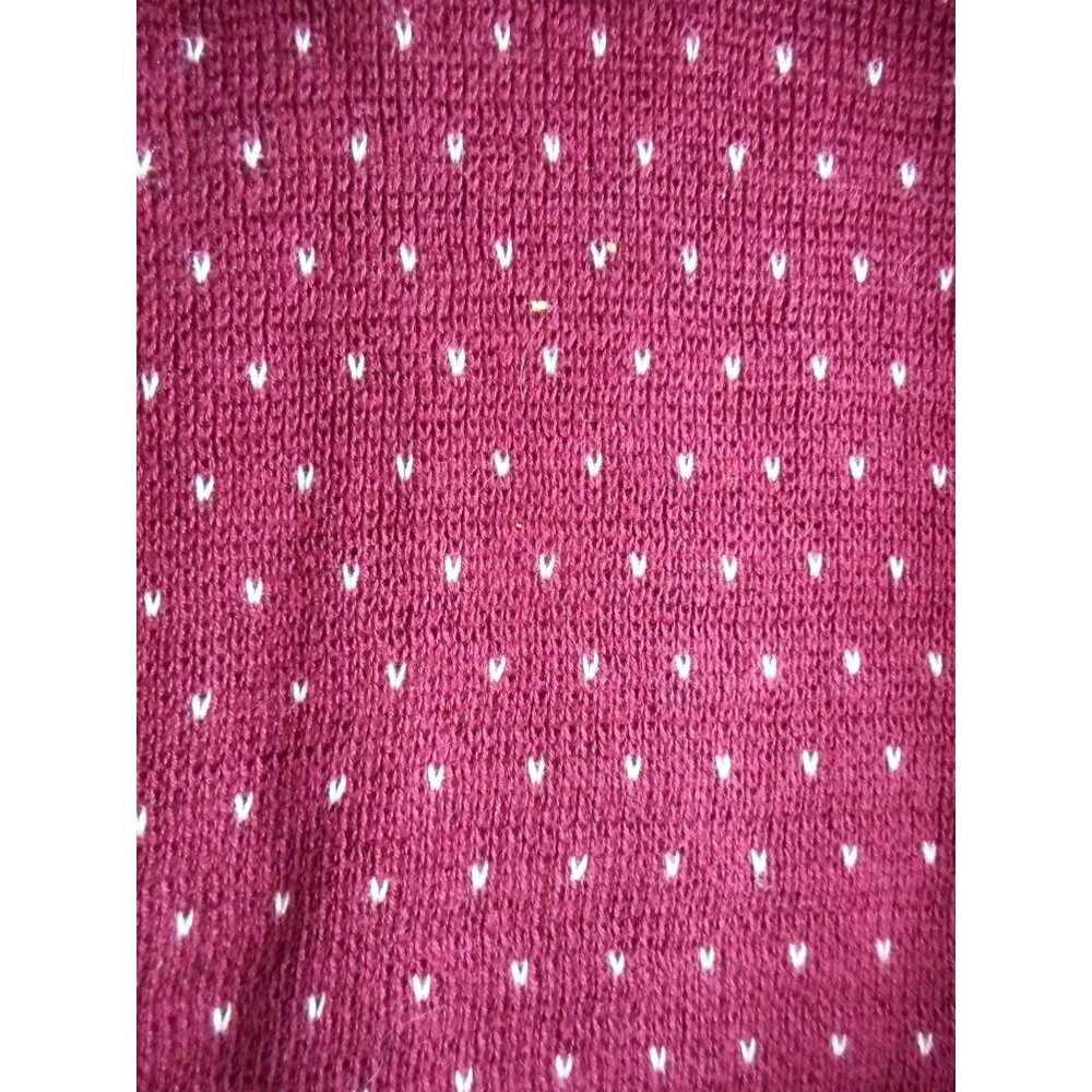 Vintage Burgundy white short sleeve sweater Sz M 100% cotton made in USA 1980s - Picture 2 of 4